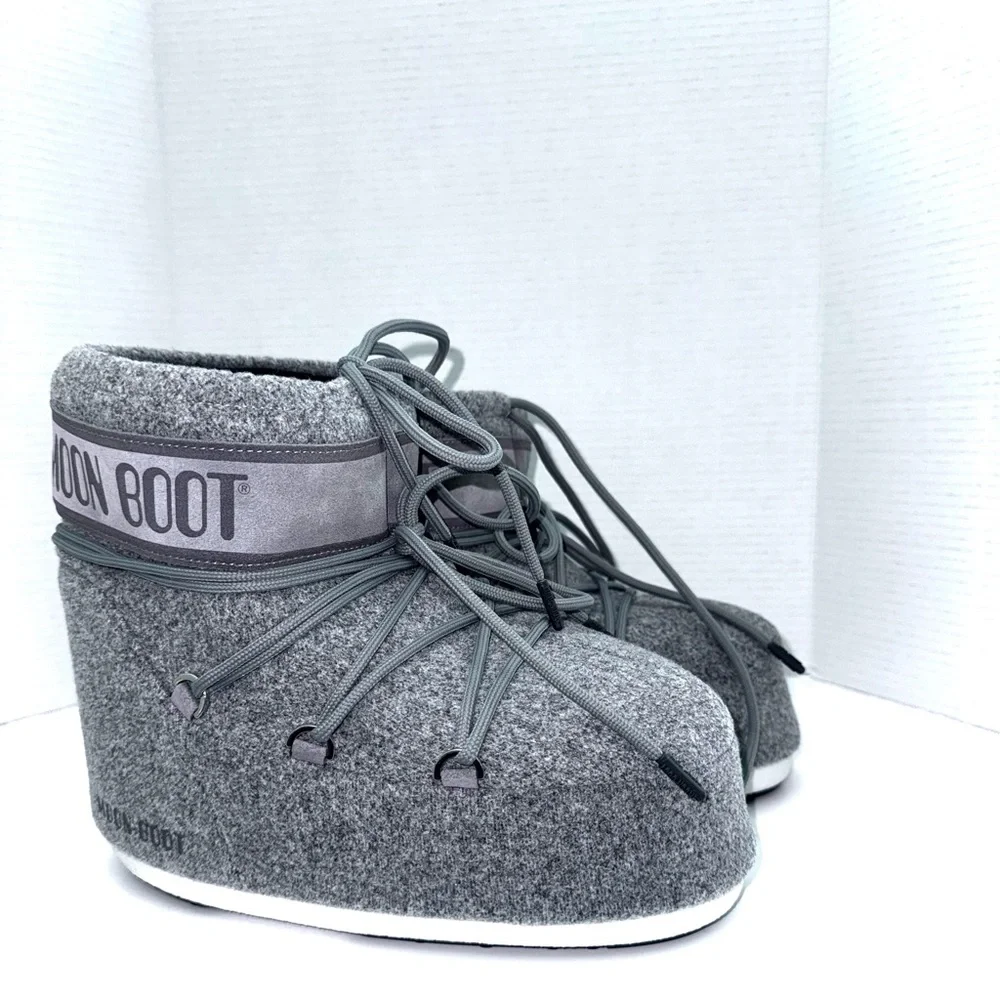 Moon Boot Icon Low Grey Felt Snow Boots 10-11.5US